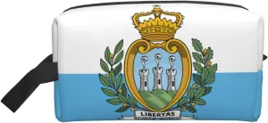 Flag of San Marino Print Toiletries Makeup and Daily Essentials Large Capacity Zippered Storage Travel Bag
