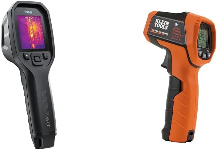 FLIR TG267 Thermal Imaging Camera with Bullseye Laser: Commercial Grade Infrared Camera for Building Inspection, HVAC and Electrical & Klein Tools IR5 Dual Laser 12:1 Infrared Thermometer