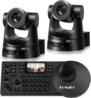FoMaKo NDI PTZ Camera, NDI 6 & NDI HX3 Certified, AI Auto Tracking 30X Optical Zoom, PTZ Bundle Camera for Church Worship PoE PTZ Controller Keyboard BN302(NDI PTZ Bundle KN30Ax2 KC608 Pro)