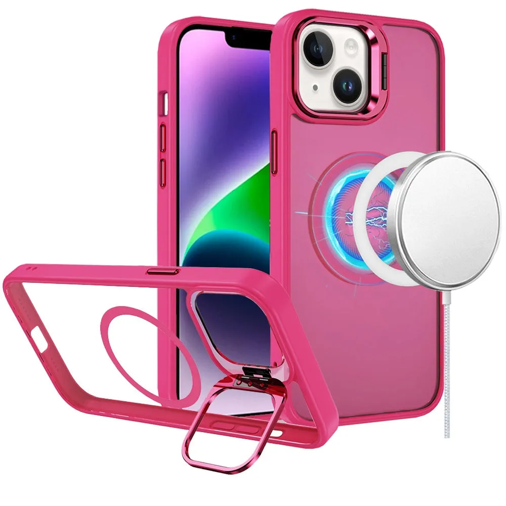 For Apple iPhone 12 /12 Pro Heavy Duty Metallic Hybrid Tough TPU with Camera Ring Stand, MagSafe Compatible, Rugged Drop Protection Case Cover