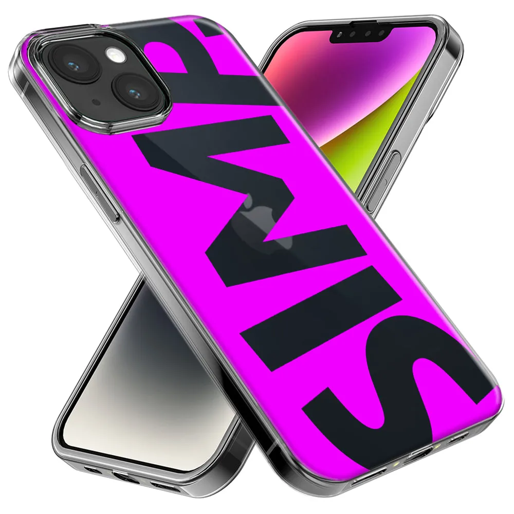 For Apple iPhone 14 Pro Max Hot Pink Clear Funny Text Quote Simp Design Hybrid Protective Phone Case Cover