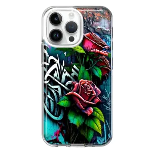 For Apple iPhone 14 Pro Max Red Roses Graffiti Painting Art Design Hybrid Protective Phone Case Cover