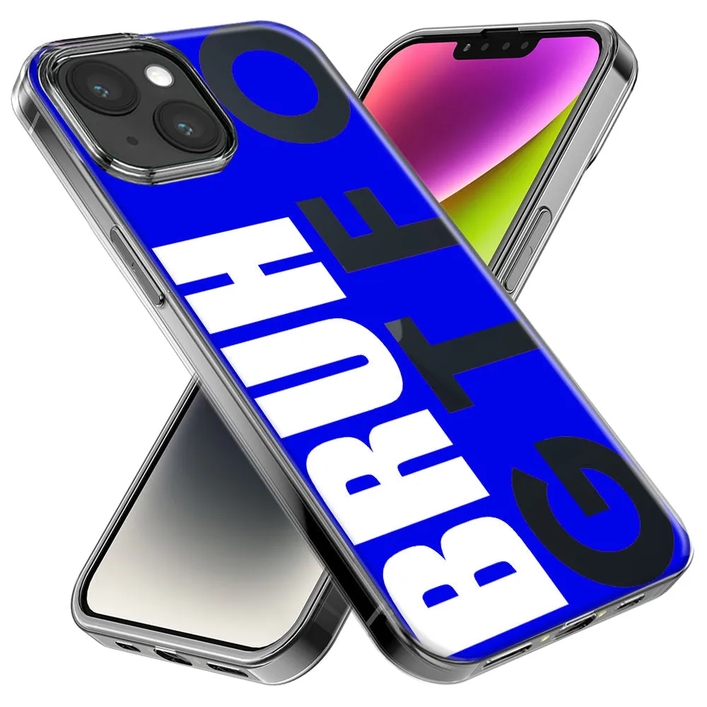 For Apple iPhone 15 Pro Blue Clear Funny Text Quote Bruh GTFO Design Hybrid Protective Phone Case Cover