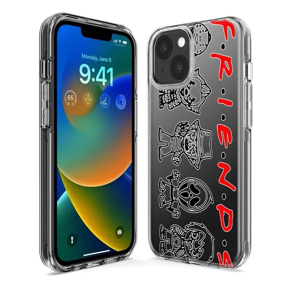 For Apple iPhone 15 Pro Cute Halloween Spooky Horror Scary Characters Friends Design Hybrid Protective Phone Case Cover