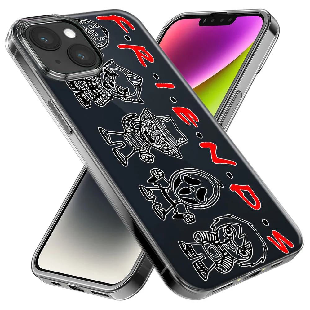 For Apple iPhone 15 Pro Cute Halloween Spooky Horror Scary Characters Friends Design Hybrid Protective Phone Case Cover