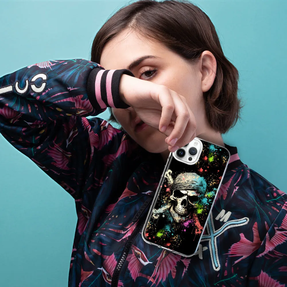 For Apple iPhone 15 Pro Max Fantasy Paint Splash Pirate Skull Design Hybrid Protective Phone Case Cover