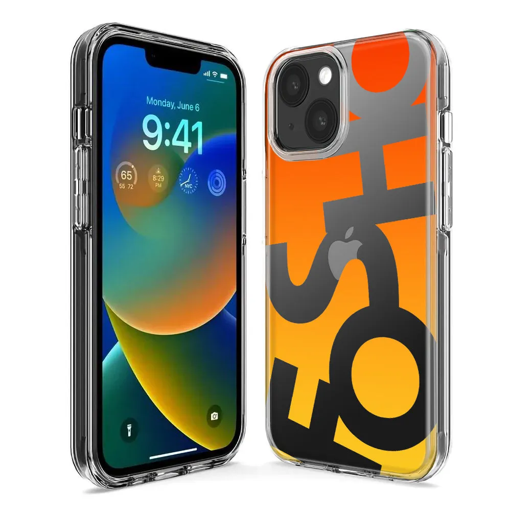 For Apple iPhone 15 Pro Orange Yellow Clear Funny Text Quote Fosho Design Hybrid Protective Phone Case Cover