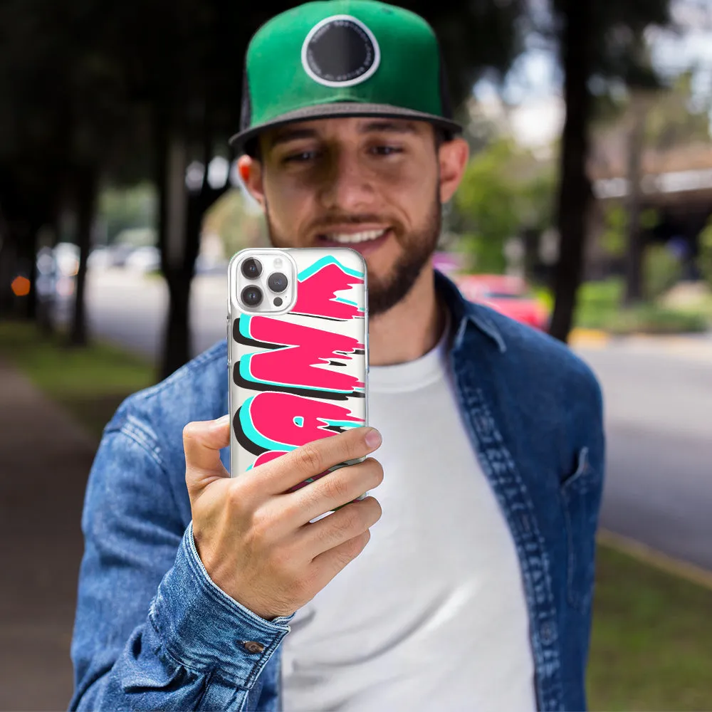 For Apple iPhone 15 Pro Teal Pink Clear Funny Text Quote Dank Design Hybrid Protective Phone Case Cover