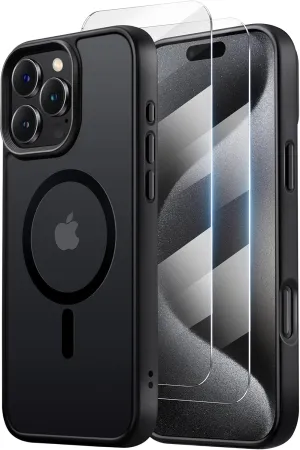 for iPhone 16 Pro Max Pro Max case,Compatible with MagSafe,[16FT Drop Resistant][2 Tempered-Glass Screen Protectors] Shockproof case for iPhone 16 Pro Max Cases 6.9 inch，Black Set