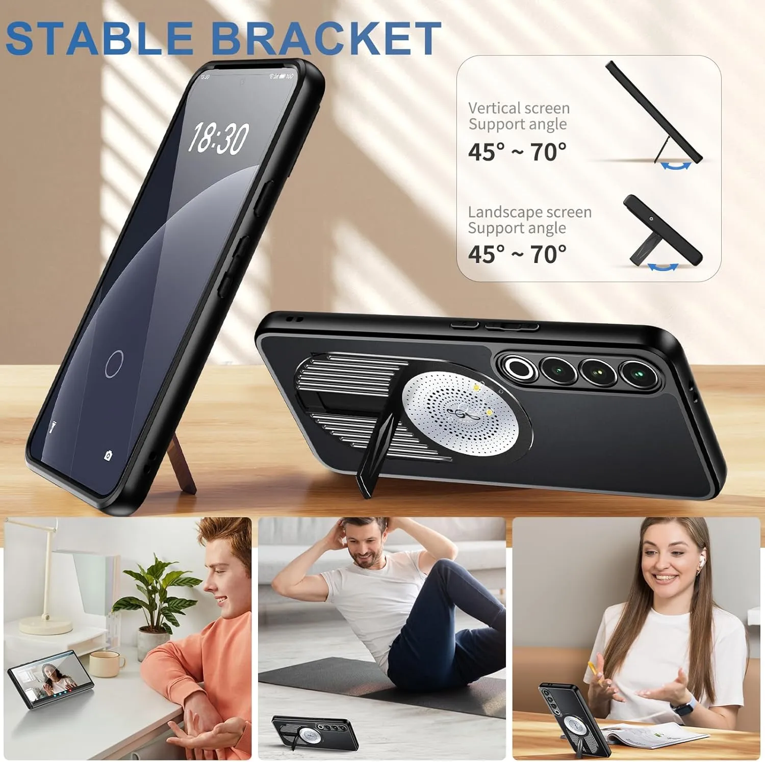 for Meizu 20 Pro Case with Invisible Kickstand Compatible with MagSafe, Magnetic Deagin for High Heat Dissipation Back Metal Camera Protectors Anti-Slip Shockproof Case, Black