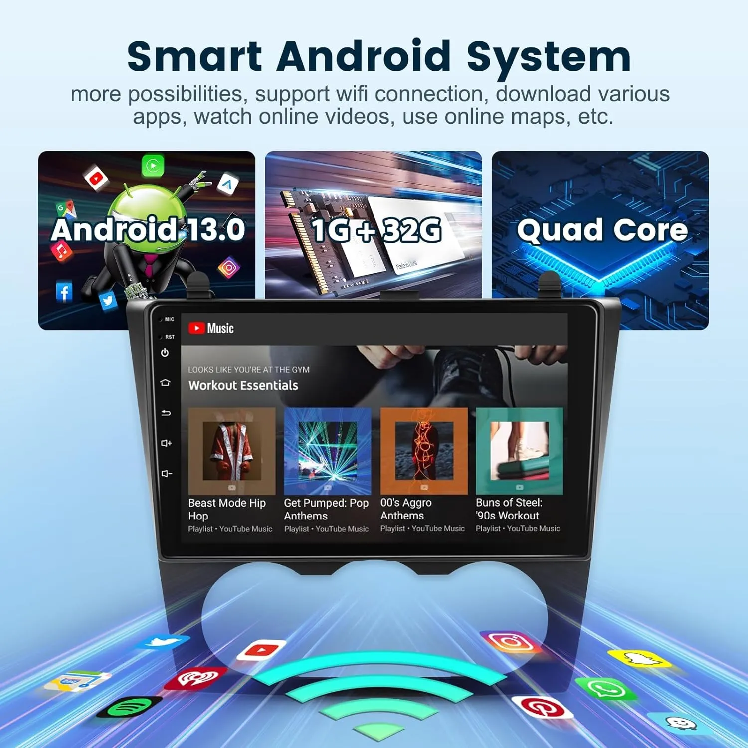 for Nissan Altima 2008-2012 Android 13 Car Stereo 9 Inch HD Touchscreen Radio, Wireless CarPlay Android Auto GPS WiFi Bluetooth FM/RDS SWC Dual USB HD Backup Camera (Manual A/C)