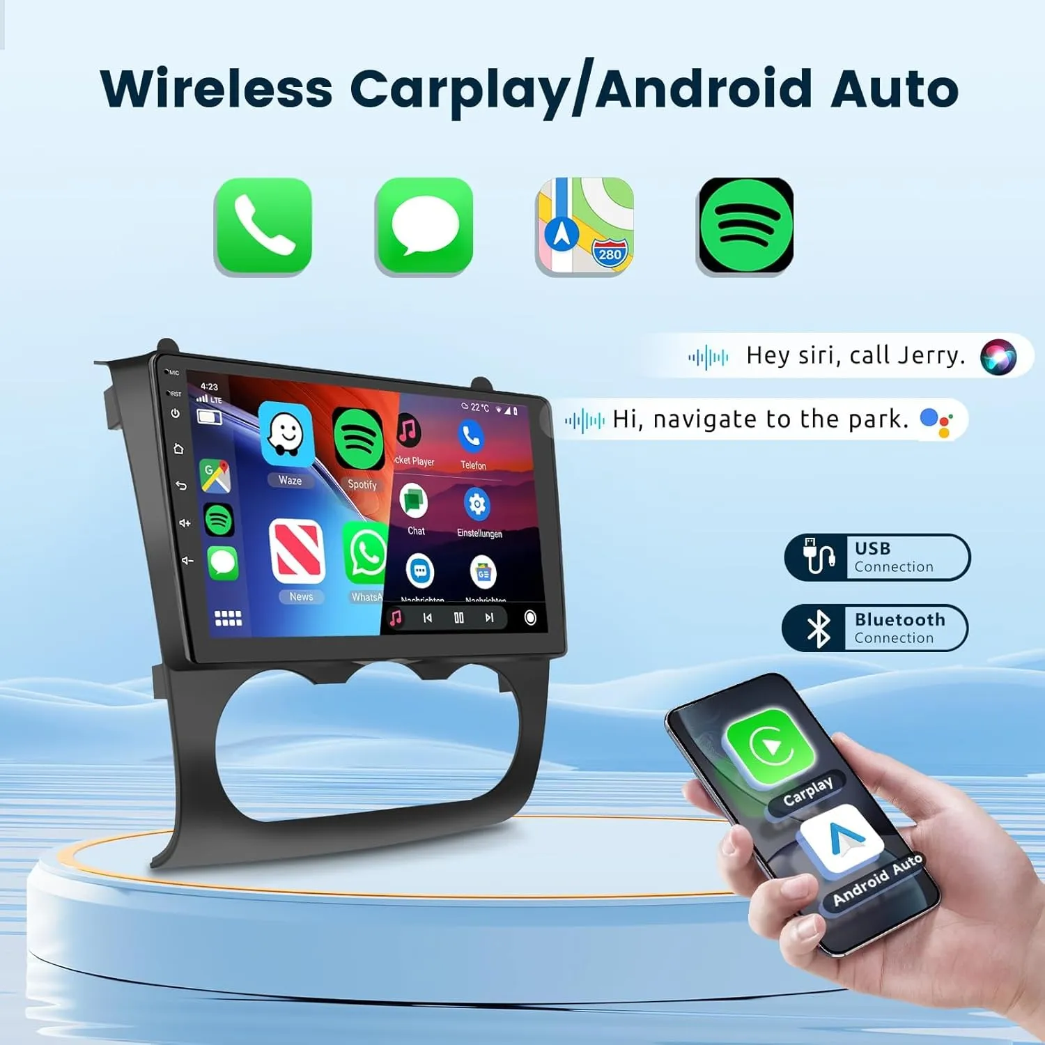 for Nissan Altima 2008-2012 Android 13 Car Stereo 9 Inch HD Touchscreen Radio, Wireless CarPlay Android Auto GPS WiFi Bluetooth FM/RDS SWC Dual USB HD Backup Camera (Manual A/C)