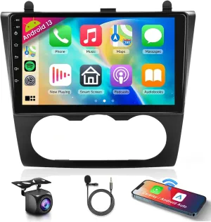for Nissan Altima 2008-2012 Android 13 Car Stereo 9 Inch HD Touchscreen Radio, Wireless CarPlay Android Auto GPS WiFi Bluetooth FM/RDS SWC Dual USB HD Backup Camera (Manual A/C)