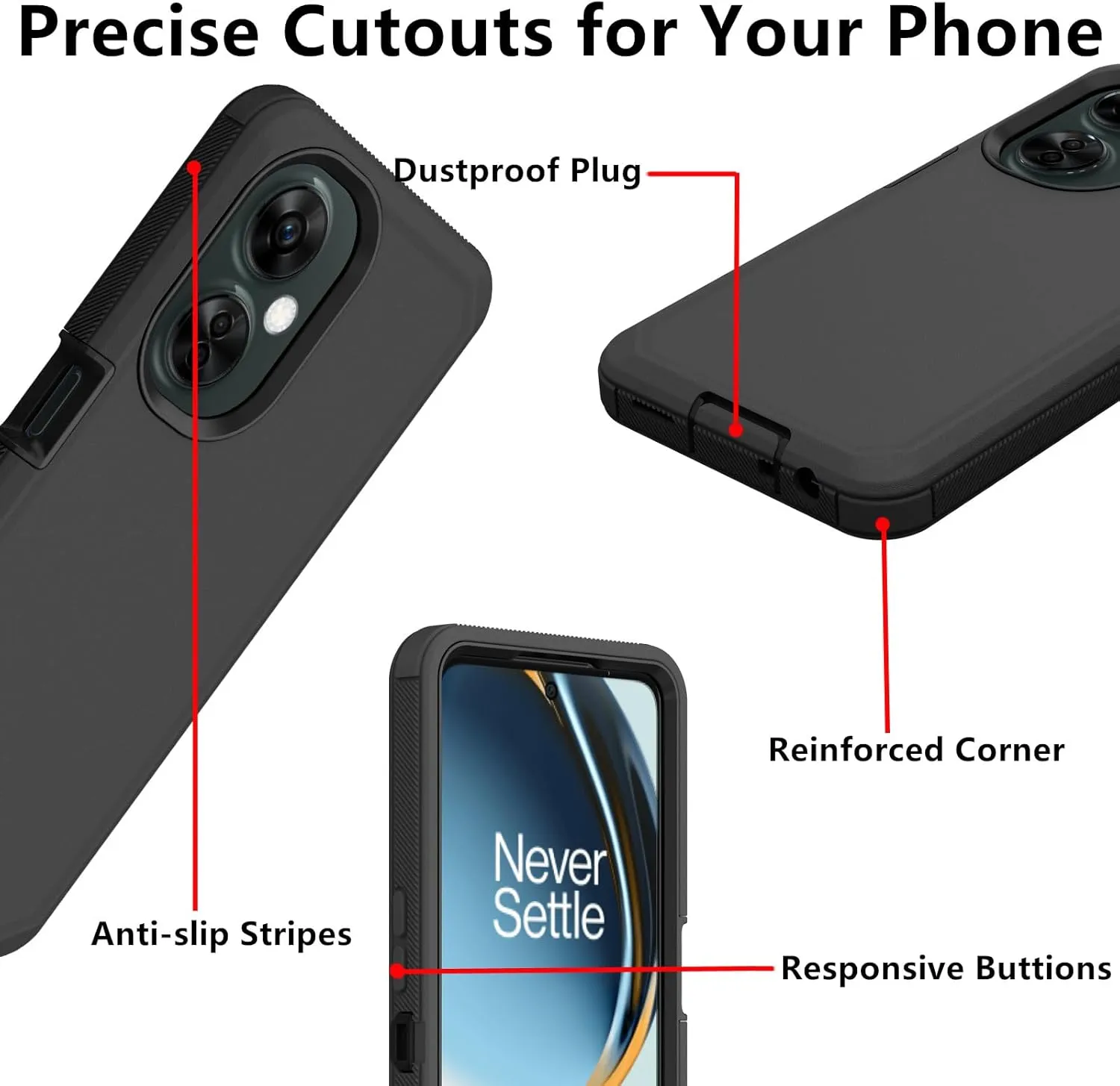 for Oneplus Nord N30 5G Case, Defender Case Heavy Duty Shockproof Dustproof 3 in 1 Rugged Protective Phone Cover for Oneplus Nord N30/ CE 3 Lite 5G (Black, N30)