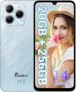 FOSSIBOT S2 Cell Phones, Unlocked Phone Android 14, 20(8 12)GB 256GB/1TB Smartphone,6.72" FHD Display,5000mAh Battery Mobile Phone, 50MP 16MP Camera, Dual 4G SIM Cellphone,Face& Fingerprint Unlock,NFC