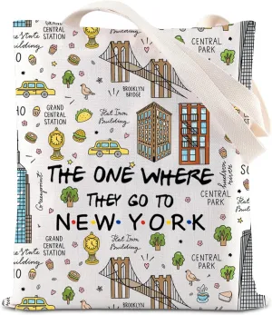 FOTAP New York Trip Makeup Bag NYC Bag New York Bag NYC Gift New York Vacation Bag New York Souvenir Gift Welcome Bag Housewarming Gift (NY TOTE)
