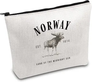 FOTAP Norway City Trip Gift Norway Moose Makeup Bag Moving to Norway Gift Land of the Midnight Sun Norway Trip Cosmetic Bag (NORWAY)