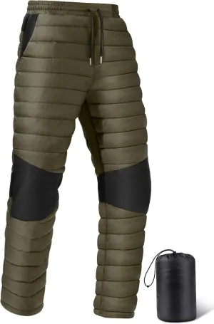 FREE SOLDIER Men's Warm Utility Puffy Quilted Insulated Pants Windproof Winter Pants