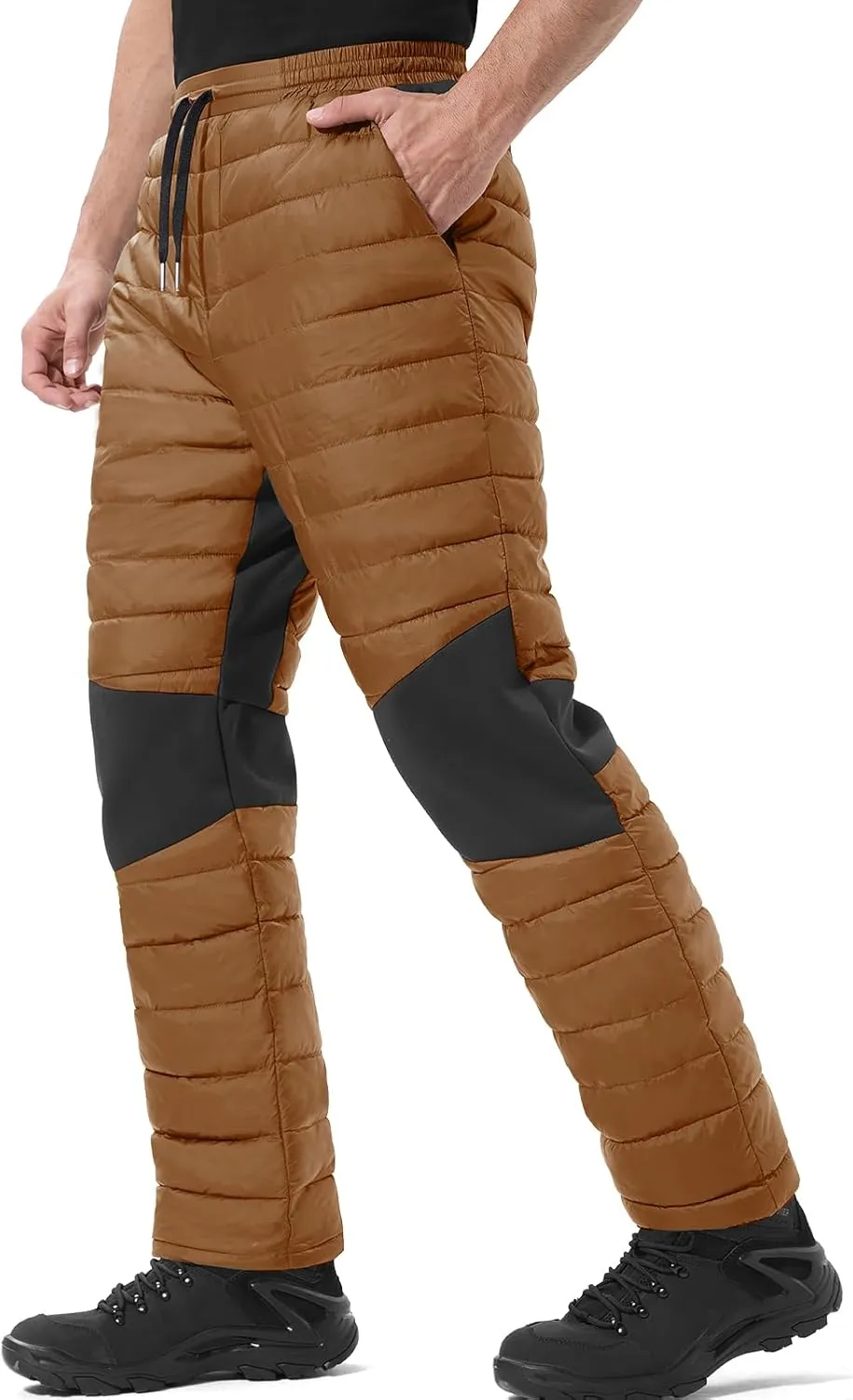 FREE SOLDIER Men's Warm Utility Puffy Quilted Insulated Pants Windproof Winter Pants
