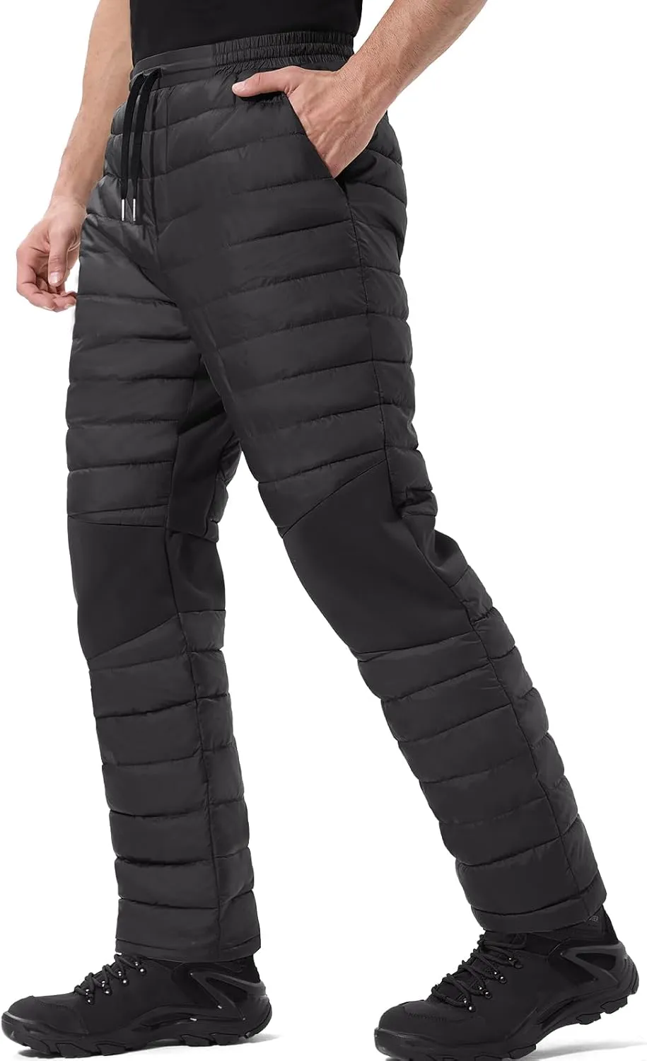 FREE SOLDIER Men's Warm Utility Puffy Quilted Insulated Pants Windproof Winter Pants