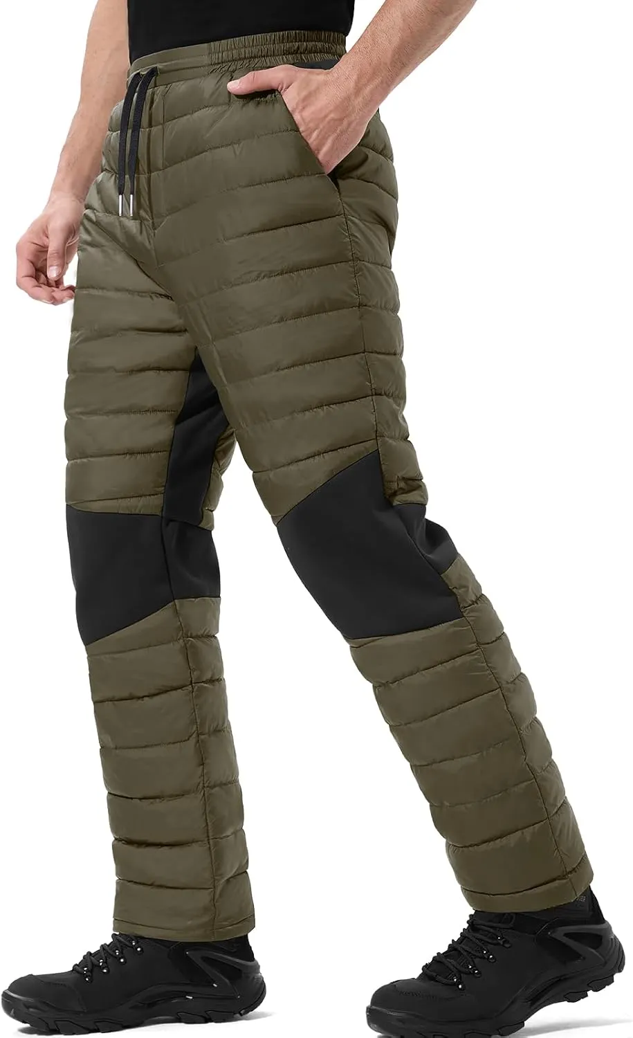 FREE SOLDIER Men's Warm Utility Puffy Quilted Insulated Pants Windproof Winter Pants