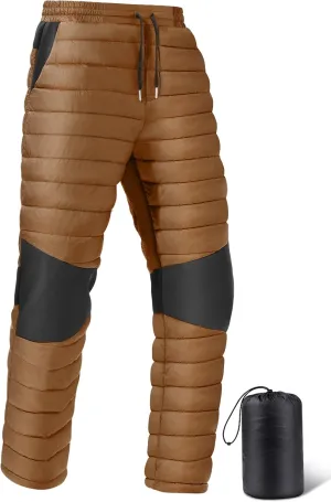 FREE SOLDIER Men's Warm Utility Puffy Quilted Insulated Pants Windproof Winter Pants