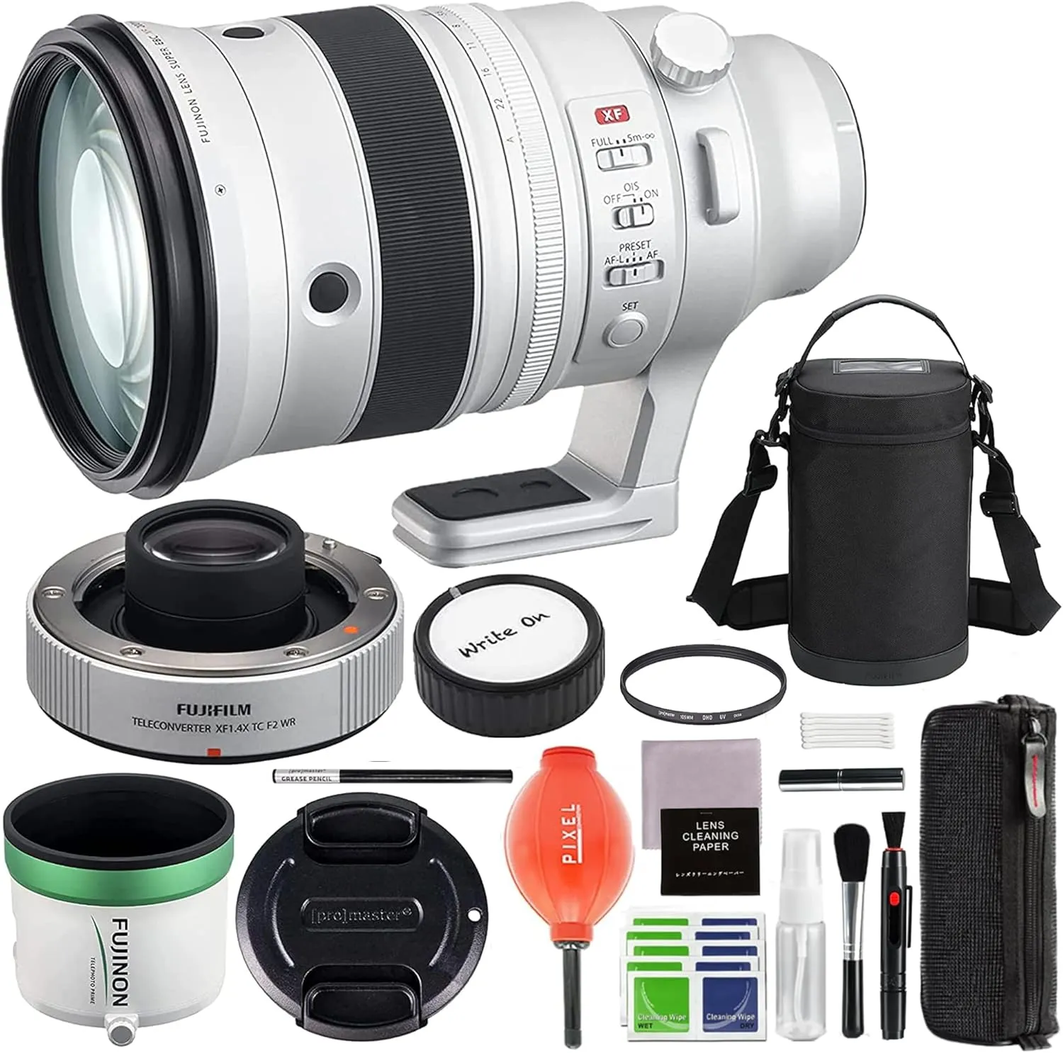 Fujifilm Fujinon XF 200mm F2 R LM OIS WR Lens & XF1.4X TC F2 Teleconverter Kit with Advanced Accessory and Travel Bundle (USA Authorized Fujifilm Warranty) | Fuji XF 200mm F2