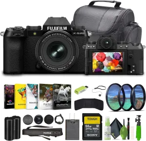 Fujifilm X-S20 Professional Digital Mirrorless Camera with XF16-50mm F2.8-4.8 R LM WR Black, Bundle with 64GB Memory Card   Vlogging Tripod   Camara Bag   Lens Cleaning Kit   More Accessories