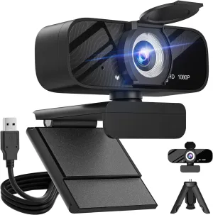 Full HD 1080P Video Webcam and Wide Angle Camera with Built-in Microphone and Rotatable Tripod,for Laptop Computer or Desktop PC,Great for Live Streaming.Calls.Video Conferencing(Black)-2