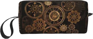 Gears Clock Bronze Century Print Daily Storage Bag, Portable Simple Handheld Storage Bag, Makeup Zipper Travel Bag, Can Store Daily Necessities, Tools, Cosmetics, Toiletries And So On