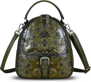 Genuine Leather Backpack for Women Crossbody Shoulder Bag Vintage Rucksack Fashion Knapsack Purse Daypack Bag (Green)