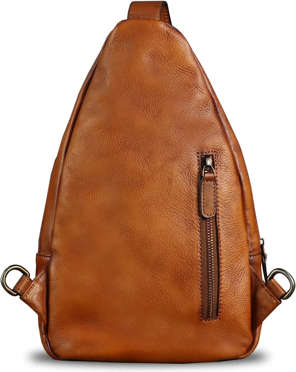Genuine Leather Sling Bag for Men and Women Vintage Real Leather Sling Backpack Shoulder Crossbody Bag Chest Bag
