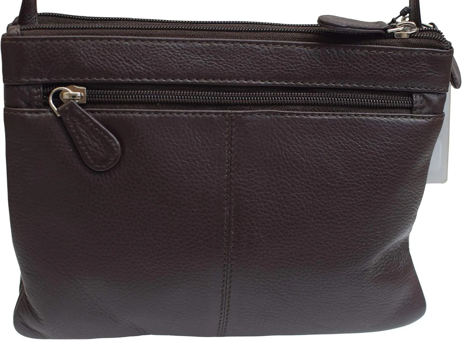 Genuine Leather Womens Purse Double Zipper Top Pockets Crossbody Shoulder Bag for Ladies