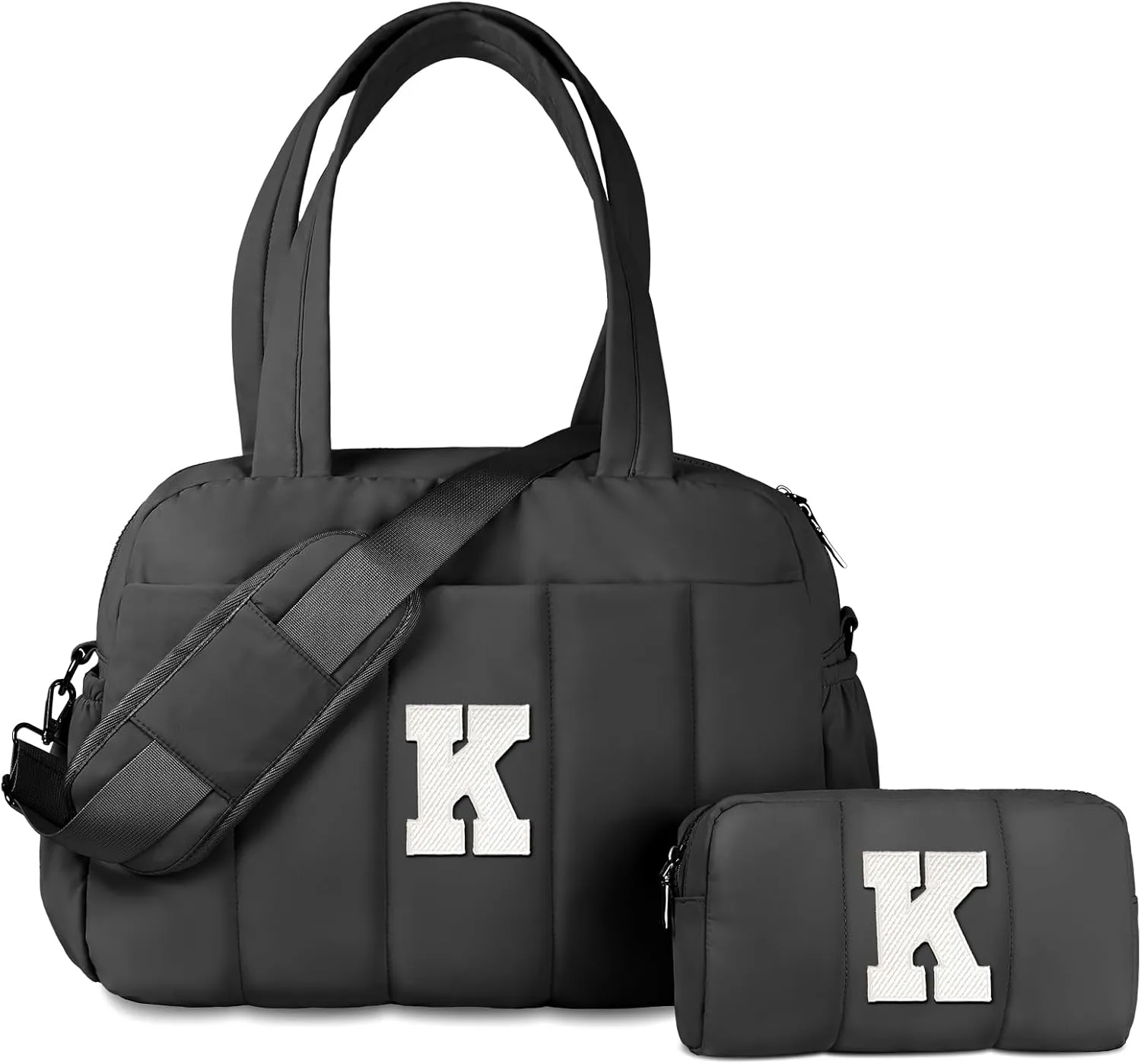 Gift Ideas for Women-Bridesmaid Proposal Gifts, Initial Duffel Bag, Weekender Bag, Monogram Overnight Bag for Women, Travel Bag with Makeup Bag, Granddaughter Gift from Grandmom (Letter W)