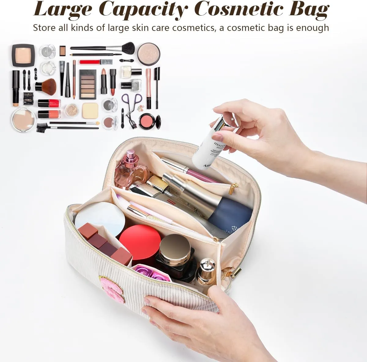 Gifts for Girls, Initial Travel Makeup Bag Women's Day Gift Make up Bag Cosmetic Bags Monther's Day Gifts, Personalized Stuff Bag Cute Makeup Bag Birthday Gifts for Women/Friend/Mother - A