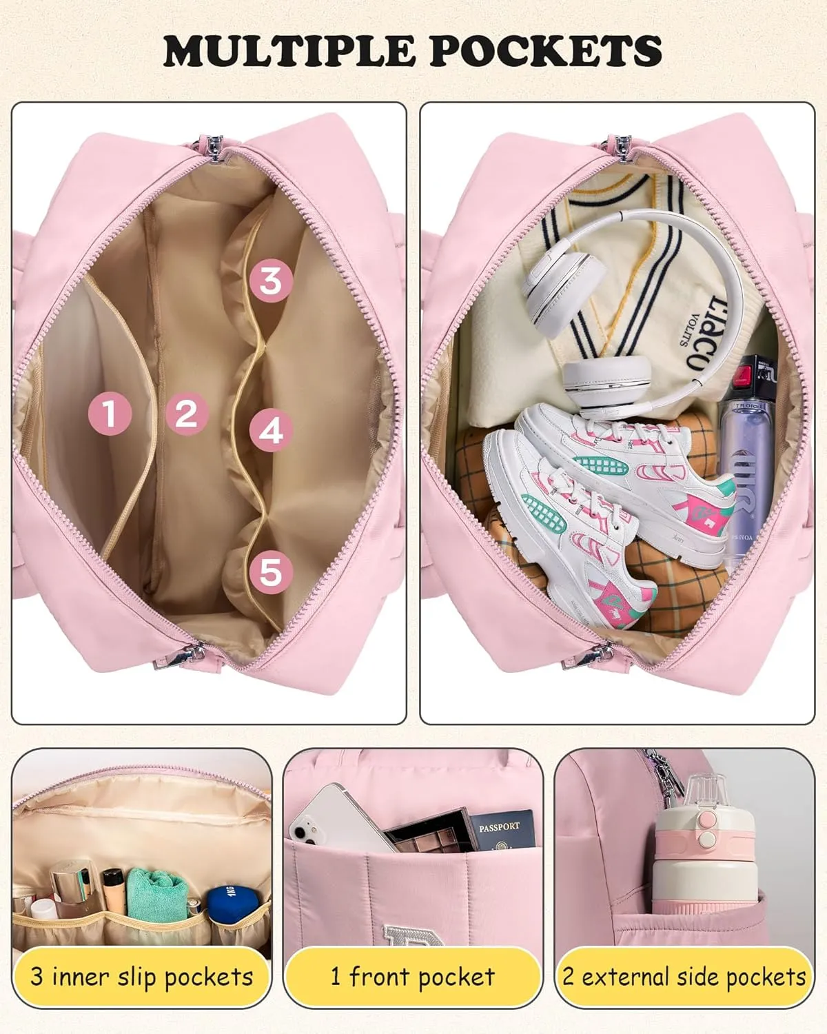 Gifts for Granddaughter-Initial Girls Duffel Bag, Personalized Lightweight Teen Weekender Bag, Monogram Overnight Bag, Letter Travel Bag with Makeup Bag, Daughter Friend Gifts (Letter C)