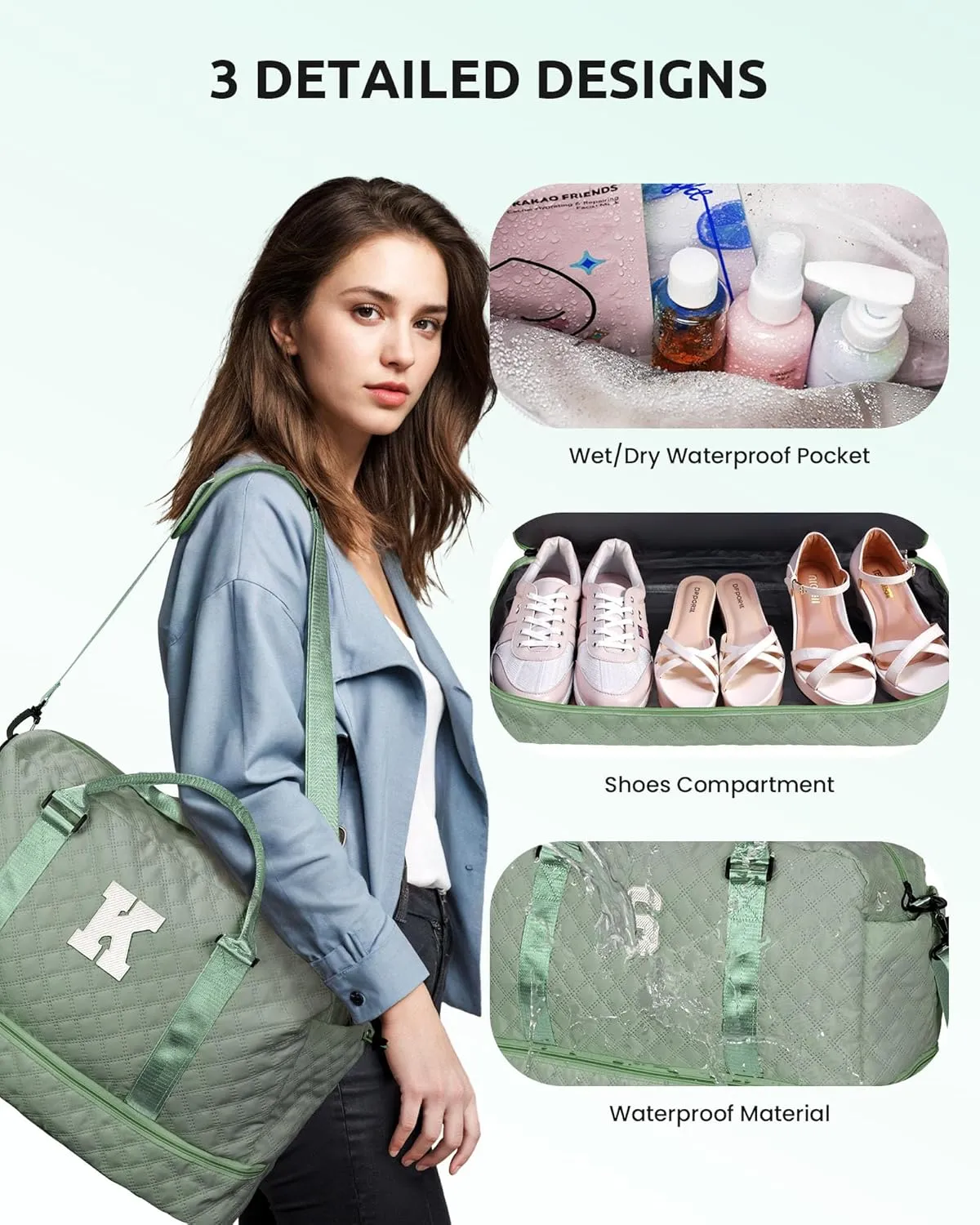 Gifts for Teen Girls 12-14-Girl Travel Bag with Shoe Compartment, Teacher Appreciation Gifts, Monogram Overnight Bag for Women, Letter Travel Bag with Makeup Bag Teacher Gifts (Letter O)