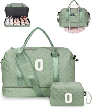 Gifts for Teen Girls 12-14-Girl Travel Bag with Shoe Compartment, Teacher Appreciation Gifts, Monogram Overnight Bag for Women, Letter Travel Bag with Makeup Bag Teacher Gifts (Letter O)