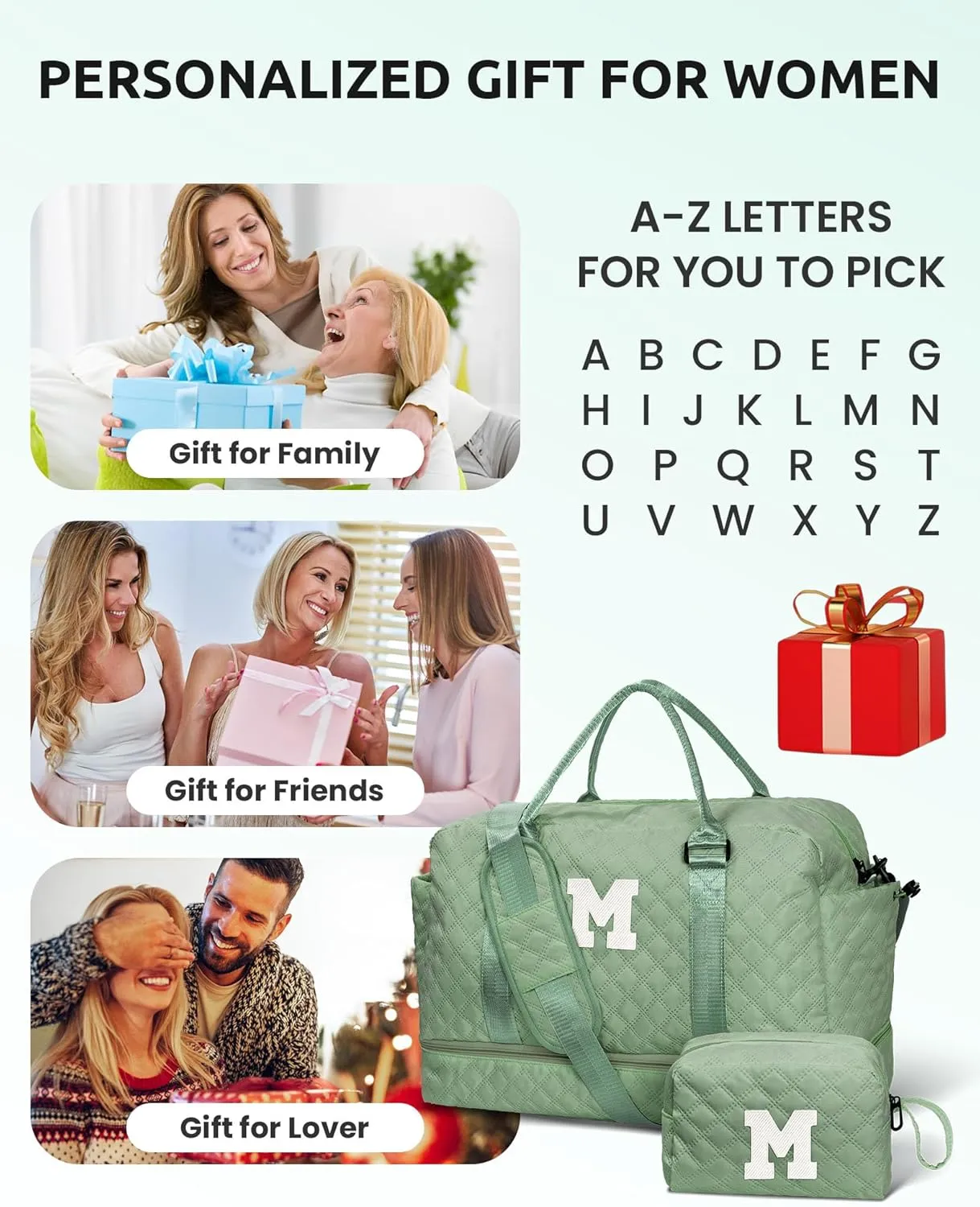 Gifts for Teen Girls 12-14-Girl Travel Bag with Shoe Compartment, Teacher Appreciation Gifts, Monogram Overnight Bag for Women, Letter Travel Bag with Makeup Bag Teacher Gifts (Letter O)