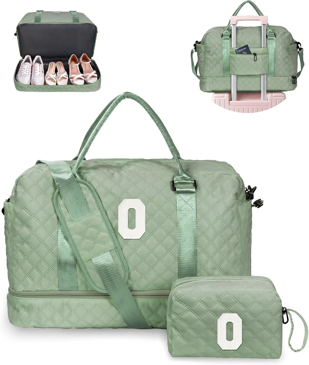 Gifts for Teen Girls 12-14-Girl Travel Bag with Shoe Compartment, Teacher Appreciation Gifts, Monogram Overnight Bag for Women, Letter Travel Bag with Makeup Bag Teacher Gifts (Letter O)