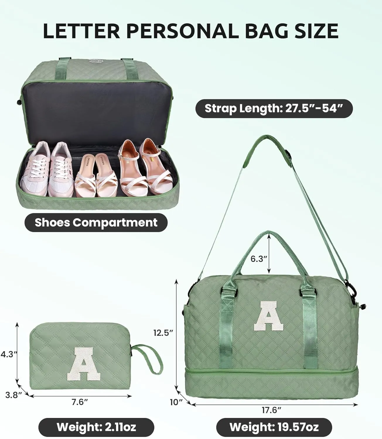 Gifts for Teen Girls 12-14-Girl Travel Bag with Shoe Compartment, Teacher Appreciation Gifts, Monogram Overnight Bag for Women, Letter Travel Bag with Makeup Bag Teacher Gifts (Letter O)