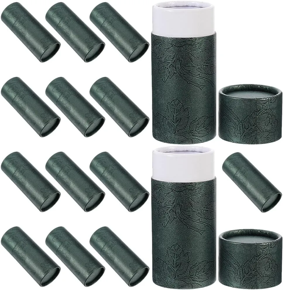 GLEAVI Empty Kraft Paper Jar Tube 15Pcs Round Paperboard 20ML Essential Oil Bottle Packaging Box Cardboard Containers Green Lipstick Boxes