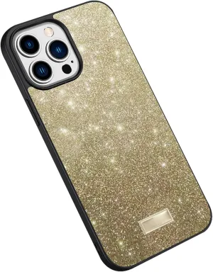 Glitter Case for iPhone 16 Pro Max/16 Pro/16 Plus/16, Glossy Shiny Non -Slip Texture Cover for Girls Women Bumper Protection Case Slim Fit,Gold,16 Pro