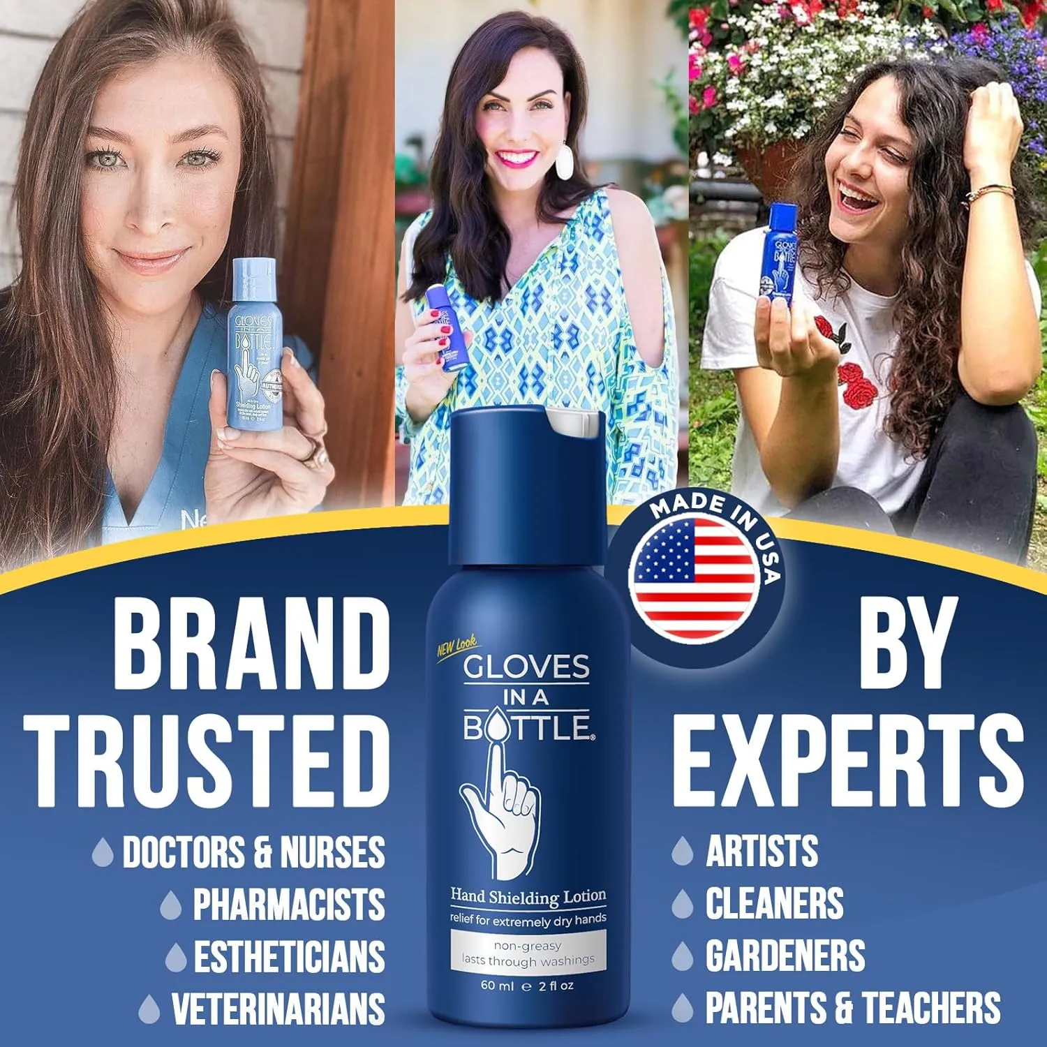 Gloves in a Bottle Shielding Lotion for Dry Itchy Skin 2 ounce, Pack of 3