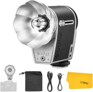 Godox Lux Cadet Retro Camera Flash, GN10 with 7 Steps Flash Power, Auto & Manual Modes, 28mm Focal Length, S1/S2 Optical Control, Compatible with Canon Sony Nikon Fujifilm Olympus Hot-Shoe Cameras