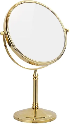 Gold Tabletop Makeup Mirror, 360°Swivel Double Side Beauty Cosmetic Mirror, Magnification Shaving Mirror for Table, HD Standing Vanity Mirror for Beauty Salon,8inch,7X