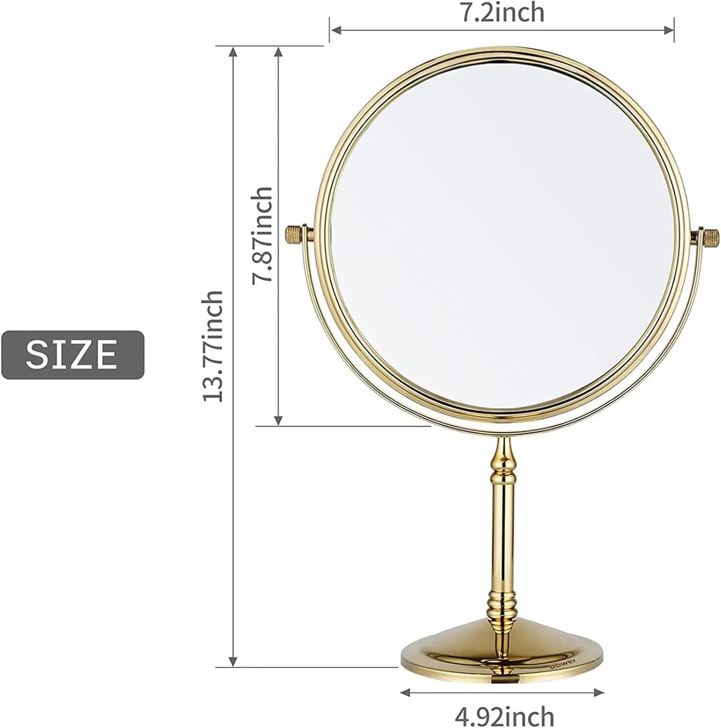 Gold Tabletop Makeup Mirror, 360°Swivel Double Side Beauty Cosmetic Mirror, Magnification Shaving Mirror for Table, HD Standing Vanity Mirror for Beauty Salon,8inch,7X