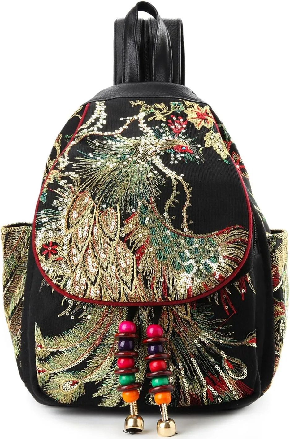 Goodhan Vintage Phoenix Sequins Embroideried Women Backpack Daypack Travel Shoulder Bag One_Size Style 01: Black