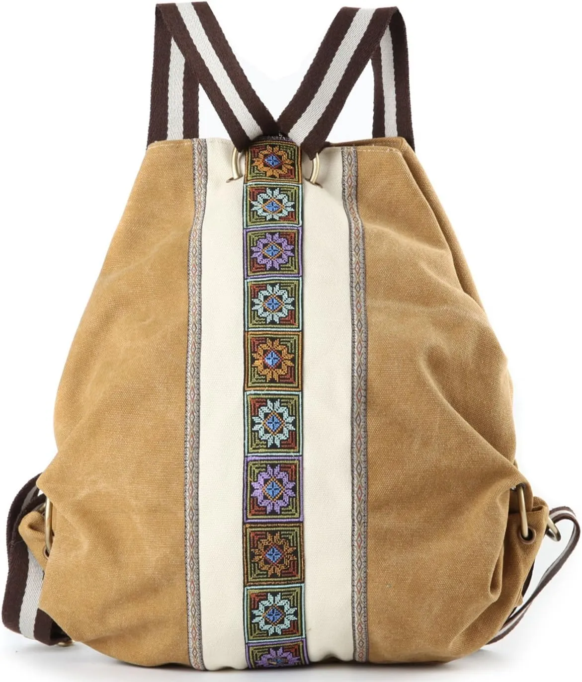 Goodhan Women Canvas Backpack Daypack Casual Shoulder Bag, Vintage Heavy-duty Anti-theft Travel Backpack