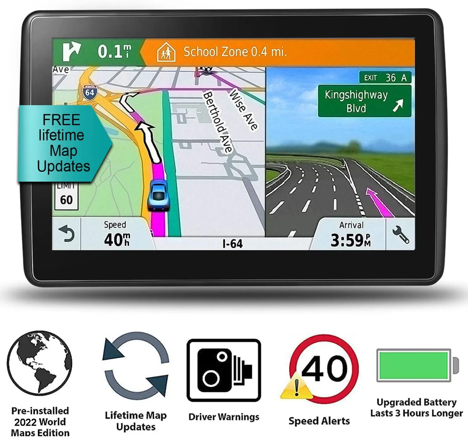 GPS Navigation for Truck RV Car, (7 INCH),Latest 2025 Map (Lifetime Updates) Turn-by-Turn Voice and Lane Guidance, Speed and Red Light Warning